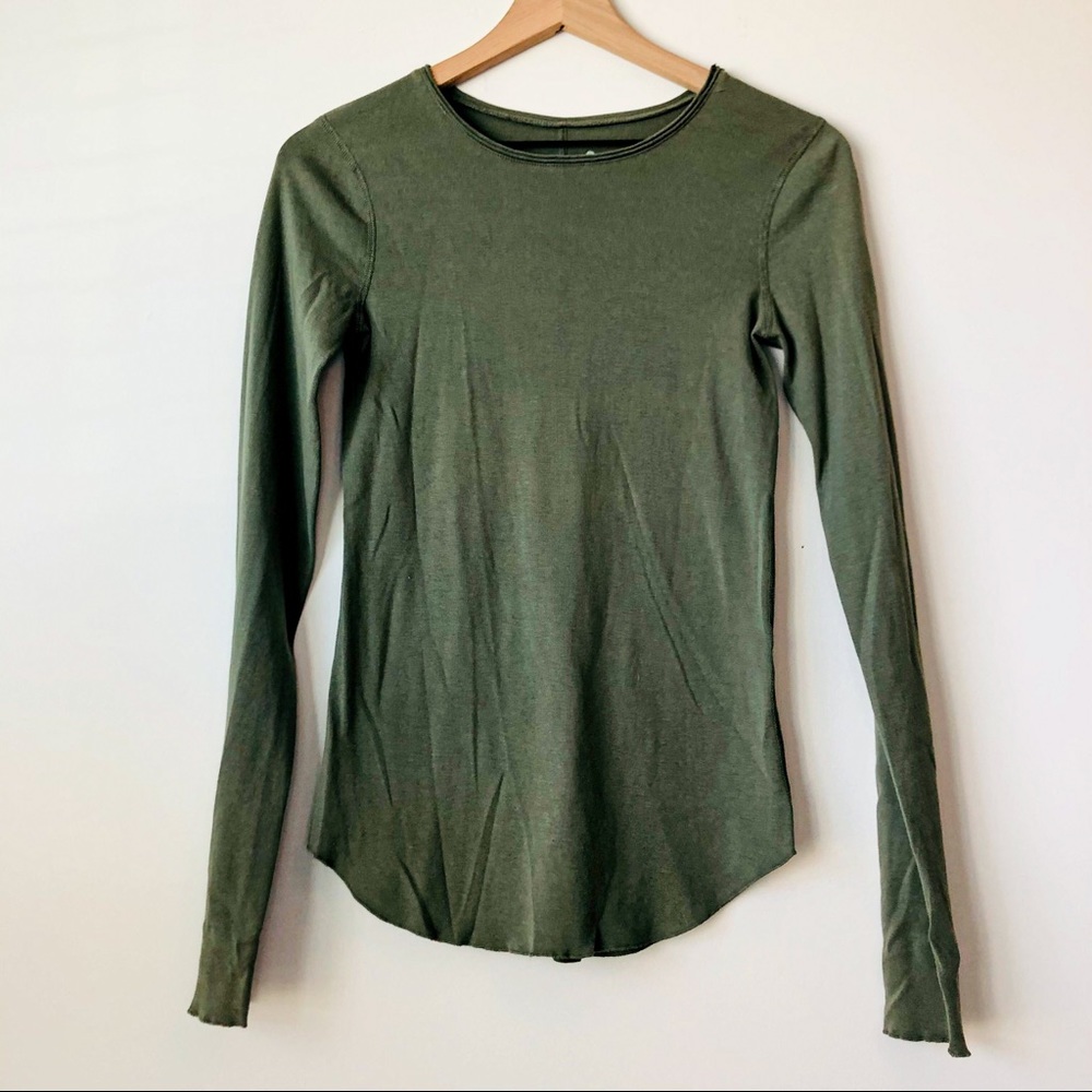 Three Dots Long Sleeve Top Olive Green Size Medium